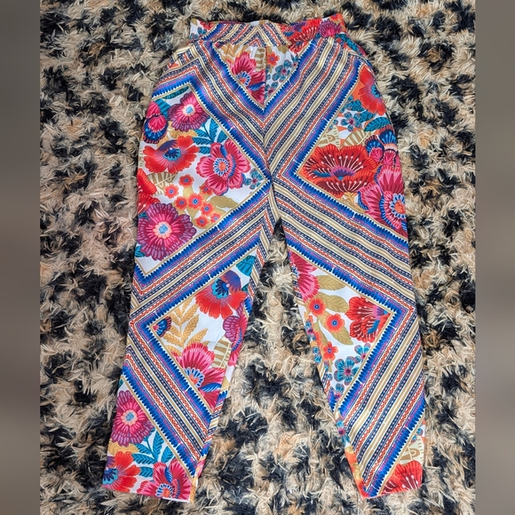 Lavender Brown Multicolor Floral Pants - Picture 1 of 5